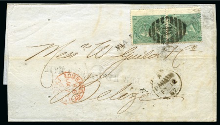 GREAT BRITAIN TO BELIZE: 1867 Folded entire from Lombard