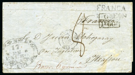MEXICO TO FRANCE :1861 (17 Jan.) Folded cover from