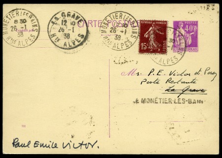 Stamp of Colonies françaises » TAAF 1938, entier postal transporté par traîneau tiré