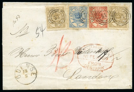 Stamp of Great Britain » 1854-1900 Postal History of the Perforated Line Engraved and Surface Printed Issues 1869 (Feb 13) Incoming wrapper from Denmark with "REGISTERED LONDON / FROM / DENMARK" oval ds