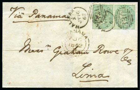 Stamp of Great Britain » 1854-1900 Postal History of the Perforated Line Engraved and Surface Printed Issues 1860-81, Group of 6 covers to Peru, Chile or Mexico, via Panama