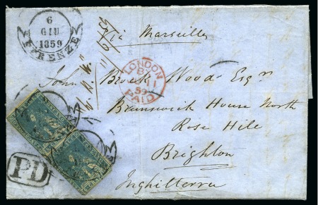 Stamp of Italian States » Tuscany 1859 (Jun 6) Entire from Florence to the UK with 1857 6c vertical pair