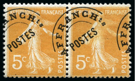Stamp of France » Préoblitérés 1922-47 Variété SURCHARGE A CHEVAL sur 5c Semeuse