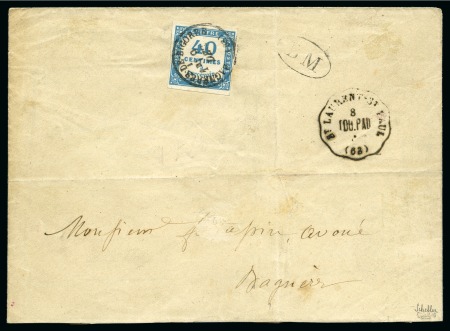 Stamp of France » Timbres-Taxe Taxe carré 40c bleu bord de feuille obl. càd Bagneres