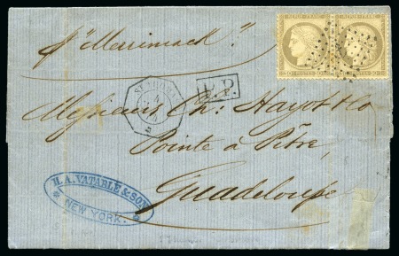 Stamp of Danish West Indies » Transit Mail USA TO GUADELOUPE: 1874 Folded cover dated 22 October