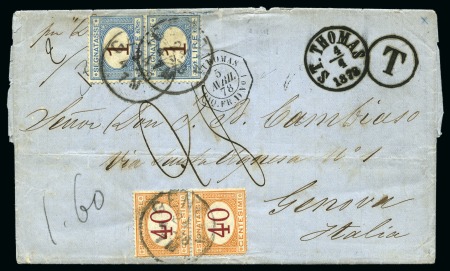 1878 Unfranked double-rate folded entire to Genova,