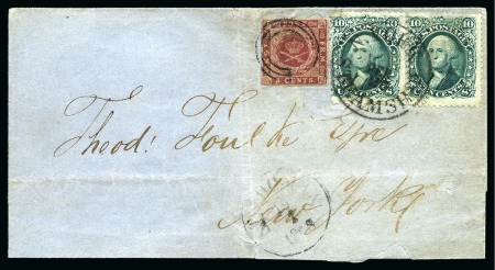 USA / DANISH WEST INDIES MIXED FRANKING1868 Folded