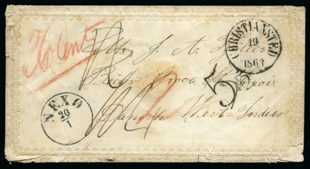 BORNHOLM: 1863 Beautiful embossed envelope from Nexø