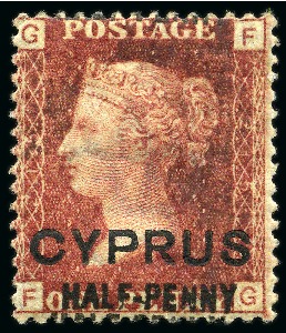 Stamp of Cyprus » Overprinted Stamps of Great Britain 1881 1/2d on 1d (13mm surcharge) pl.215 with double overprint, mint