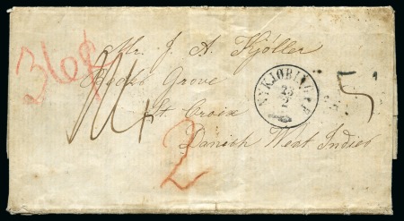DENMARK 1863 Folded cover from Nykjöbing to St-Croix,