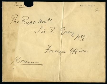 Stamp of Egypt » Early Letters 1895ca. Large envelope from Earl Kitchener of Khartoum carried by diplomatic bag