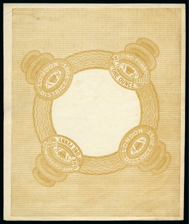 1839 John Dickinson 1d envelope essay in yellow-buff