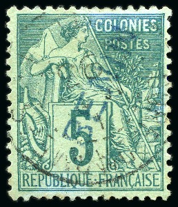 Stamp of Colonies françaises » Bénin 1892 Surcharge bleue BENIN sur 5c Alphée Dubois, TB,