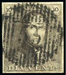 Stamp of Belgium » Belgique. 1849 Epaulettes - Émission Oblitérations de distributions (18 barres verticales)