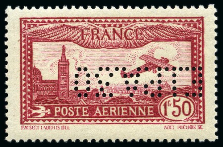 Stamp of France » Poste Aérienne 1930 1F50 carmin perforé EIPA30, neuf sans ch., TB,