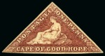 1863-64 De La Rue 1d deep carmine-red, wmk CC, showing sideways watermark