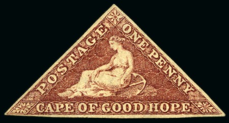 Stamp of South Africa » Cape of Good Hope 1863-64 De La Rue 1d deep carmine-red, wmk CC, showing sideways watermark