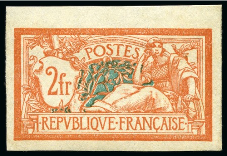 Stamp of France 1907 Merson 45c vert-bleu, 60c violet et bleu, 2F orange