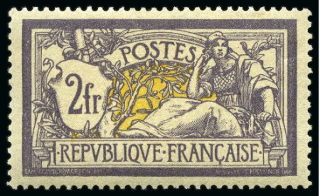 Stamp of France 1900 Merson 2F violet et jaune, très bien centré, neuf sans ch., TB,