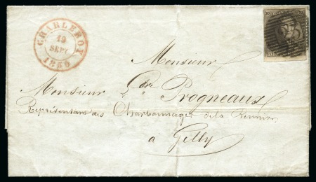 Stamp of Belgium » Belgique. 1849 Epaulettes - Émission N 1, 10 cent. brun très bien margé bas de feuille