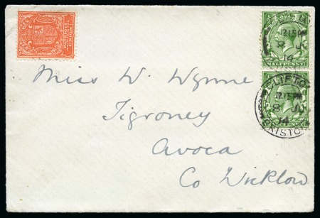 1914 Anti Home Rule (1d) orange, applied on 1914 envelope