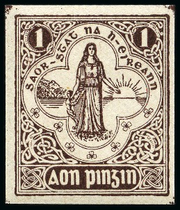 Stamp of Ireland » Essays & Proofs (E1-E167) Machine Company: 1d sepia, very fine & scarce (Hib.