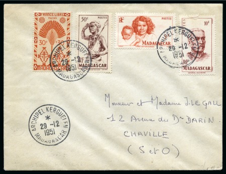 1951 ARCHIPEL KERGUELEN: Circular datestamp on cover,