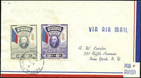 Stamp of Olympics » Pierre de Coubertin and the IOC Haiti: 1939 (Oct 3) Airmail from Haiti to New York