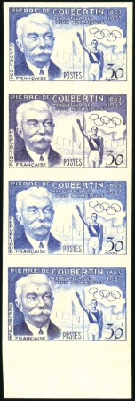 Stamp of Olympics » Pierre de Coubertin and the IOC France: 1956 30f Pierre de Coubertin imperf. colou