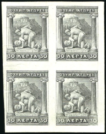 1906 Olympics 30l proofs on card in green on white