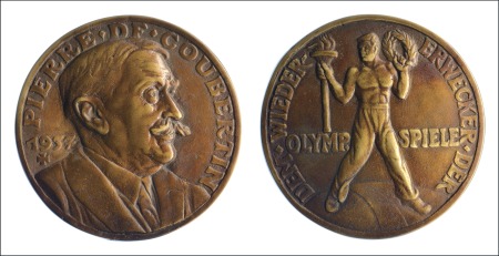Stamp of Olympics » Pierre de Coubertin and the IOC Medal (87mm) with legend "Pierre de Coubertin", sh
