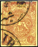 1876 1 Kran red on YELLOW PAPER, used with part Sc