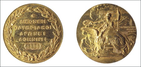 1906 Athens gold participation medal, gold-plated,