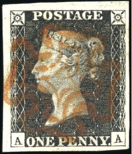 Stamp of Great Britain » 1840 1d Black and 1d Red plates 1a to 11 1840 1d Black pl.6 AA with good to huge margins, n
