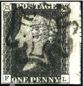 Stamp of Great Britain » 1840 1d Black and 1d Red plates 1a to 11 1840 1d Black pl.9 FL right marginal showing parti