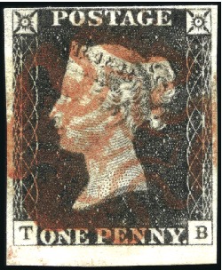 Stamp of Great Britain » 1840 1d Black and 1d Red plates 1a to 11 1840 1d Black pl.3 TB with clear to huge margins, 