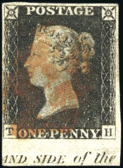 1840 1d Black pl.1b TH lower marginal showing "AND