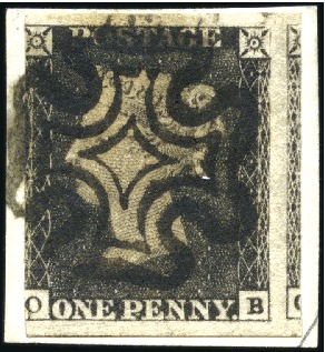 Stamp of Great Britain » 1840 1d Black and 1d Red plates 1a to 11 1840 1d Black pl.1b, two examples, one OB on piece