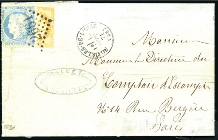 Stamp of France Coupé du 10c Lauré +20c Siège (déf.) sur lettre de