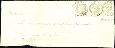 Stamp of France 1870 4c Bordeaux Report 2, paire +isolé obl. càd M