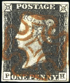 Stamp of Great Britain » 1840 1d Black and 1d Red plates 1a to 11 1840 1d Black pl.4 PH with fine to good margins, c