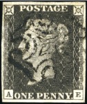 Stamp of Great Britain » 1840 1d Black and 1d Red plates 1a to 11 1840 1d Black pl.11 AE with fine to very good marg