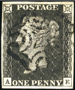 1840 1d Black pl.11 AE with fine to very good marg