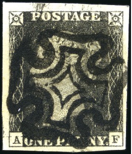 Stamp of Great Britain » 1840 1d Black and 1d Red plates 1a to 11 1840 1d Black pl.1b AF with good to huge margins, 
