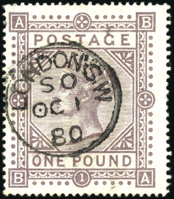 1867-83 Wmk Maltese Cross £1 brown-lilac BA with L