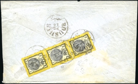 1879-80 2 Shahi yellow and black, vertical strip o