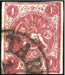 1876 1 Kran red, on LAID PAPER, used selection of 