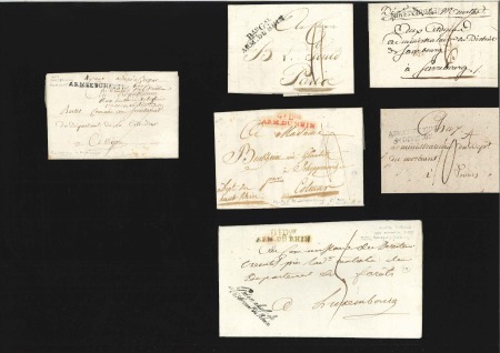 Stamp of France 1794-1800, Groupe de 6 lettres avec MP d'armée don