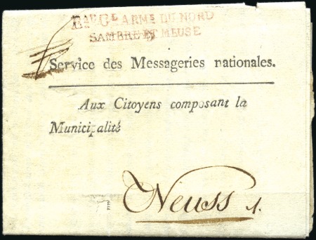 1794-95, Groupe de 5 lettres avec MP d'armée dont 