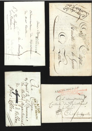 Stamp of France 1797-1800, Groupe de 4 lettres avec MP d'armée don